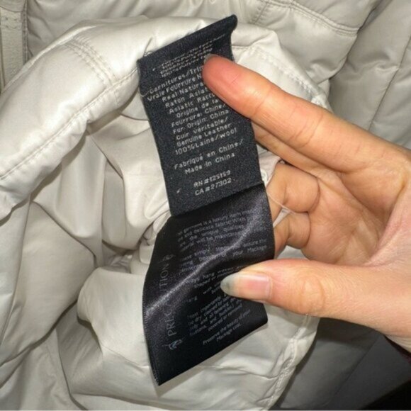 Mackage Cream Mid-length Down WOOL Leather Puffer jacket Coat with Fur Hood sz S - Picture 8 of 15